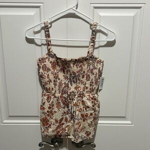 Old Navy Floral Kids Jumpsuit - Cream and Brown
